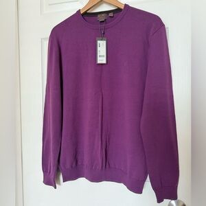 Esprit Purple Cotton Knit Crewneck Casual Sweater
